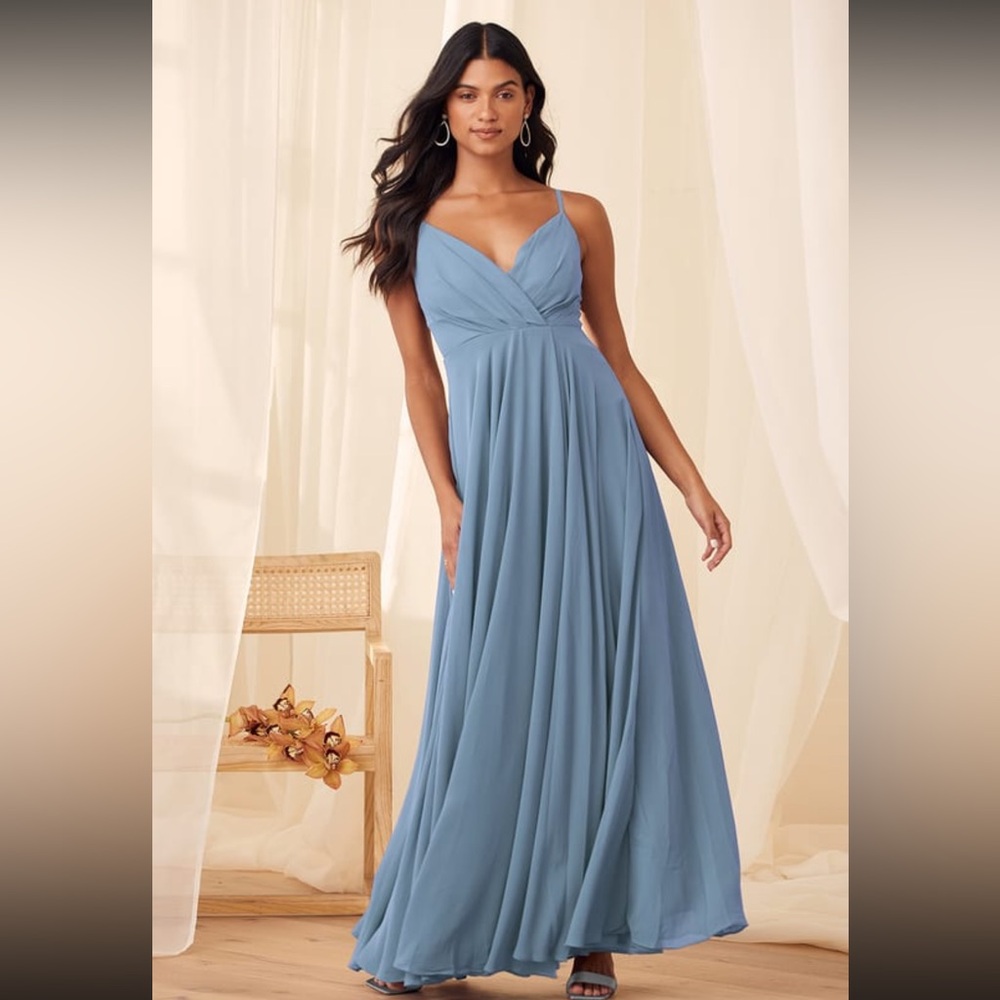 Lulu’s All About Love Slate Blue Maxi Dress - size L